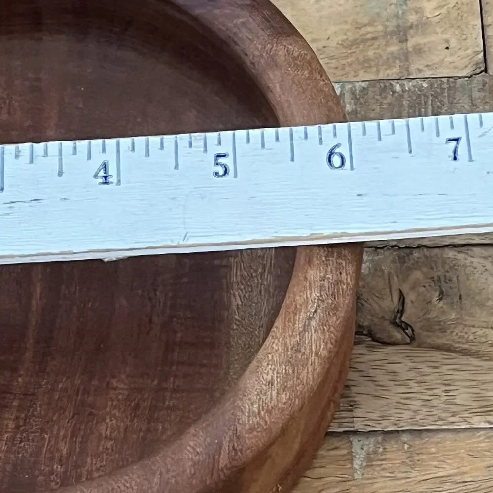 Hand-Turned Rustic Wooden Bowls Set of 2 6 in Teak Wood